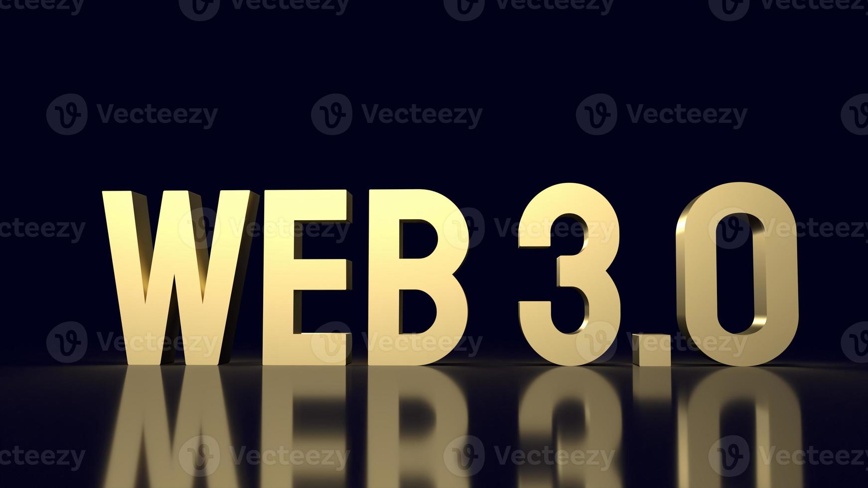 The Web 3.0 golden text on business background  3d rendering photo