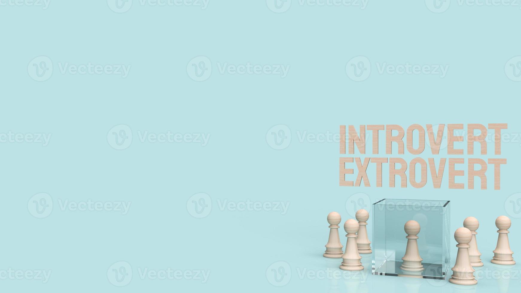 The  introvert  and extravert text for background 3d rendering. photo