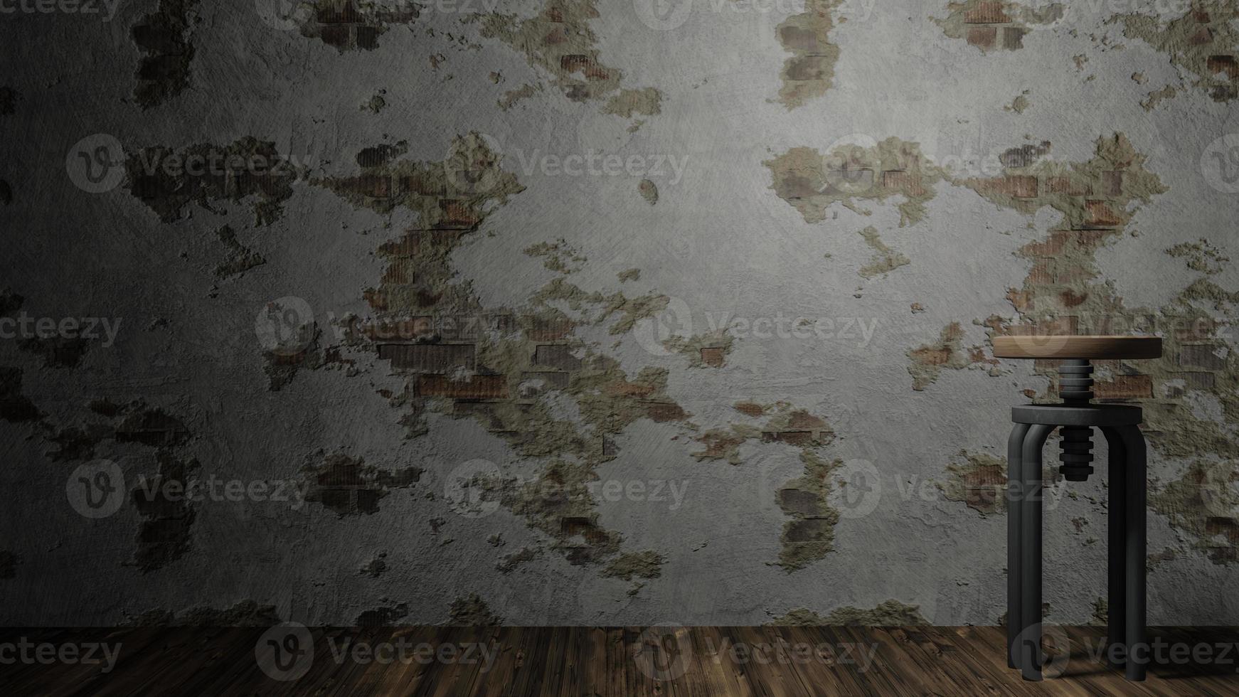 The dirty wall and wood floor for background content 3d rendering photo