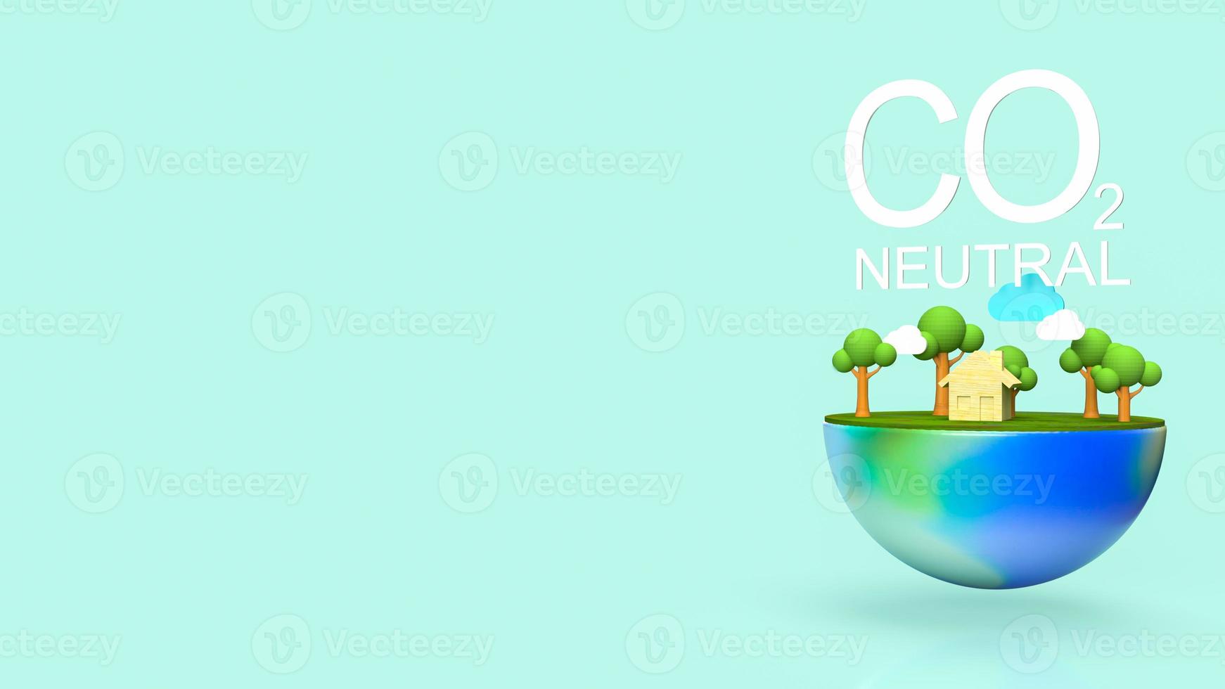 co2 neutral  text and earth for ecology concept 3d rendering photo