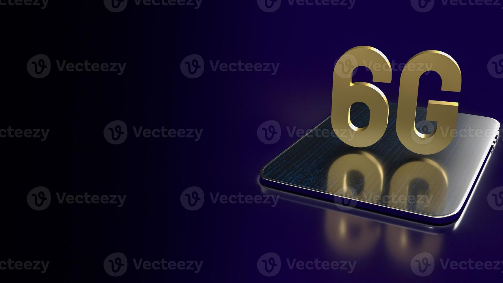 The gold 6g on tablet for technology communications concept 3d rendering photo