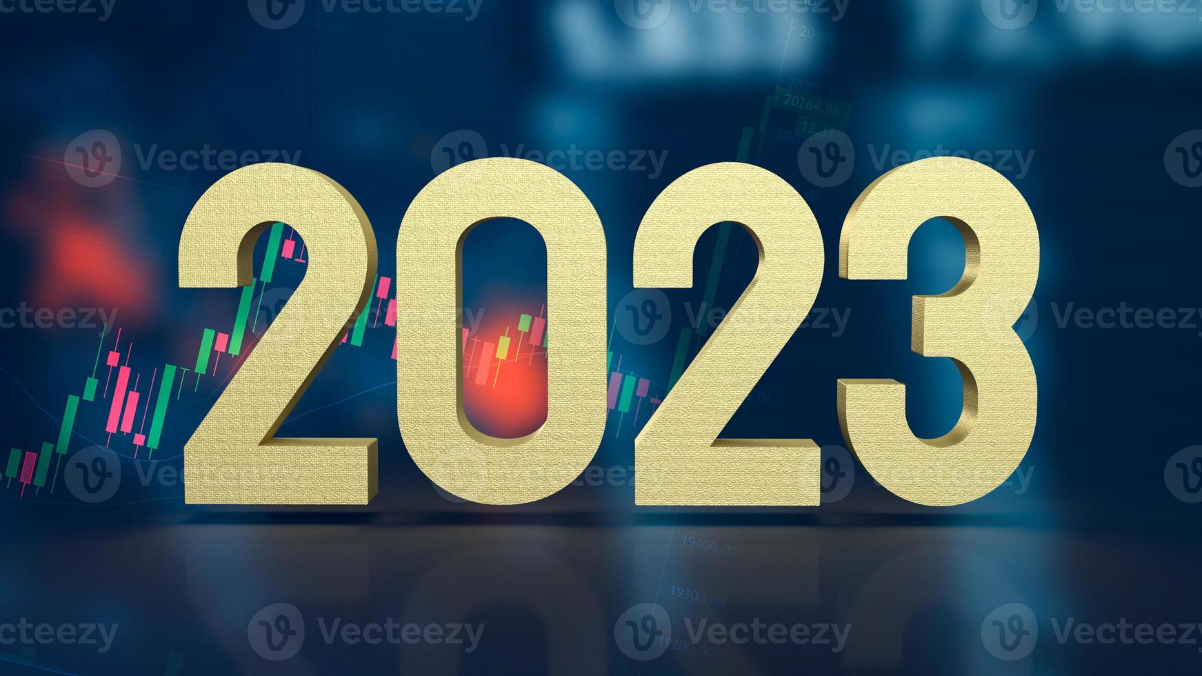 The gold number 2023 on business background  3d rendering photo