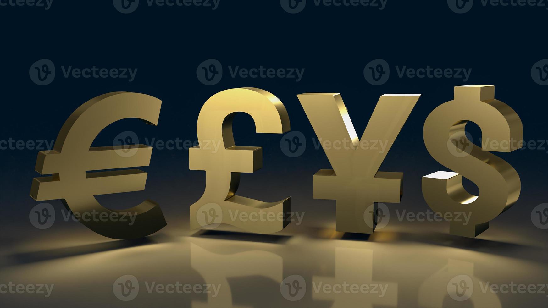 The gold money symbol on black background for business concept 3d rendering photo