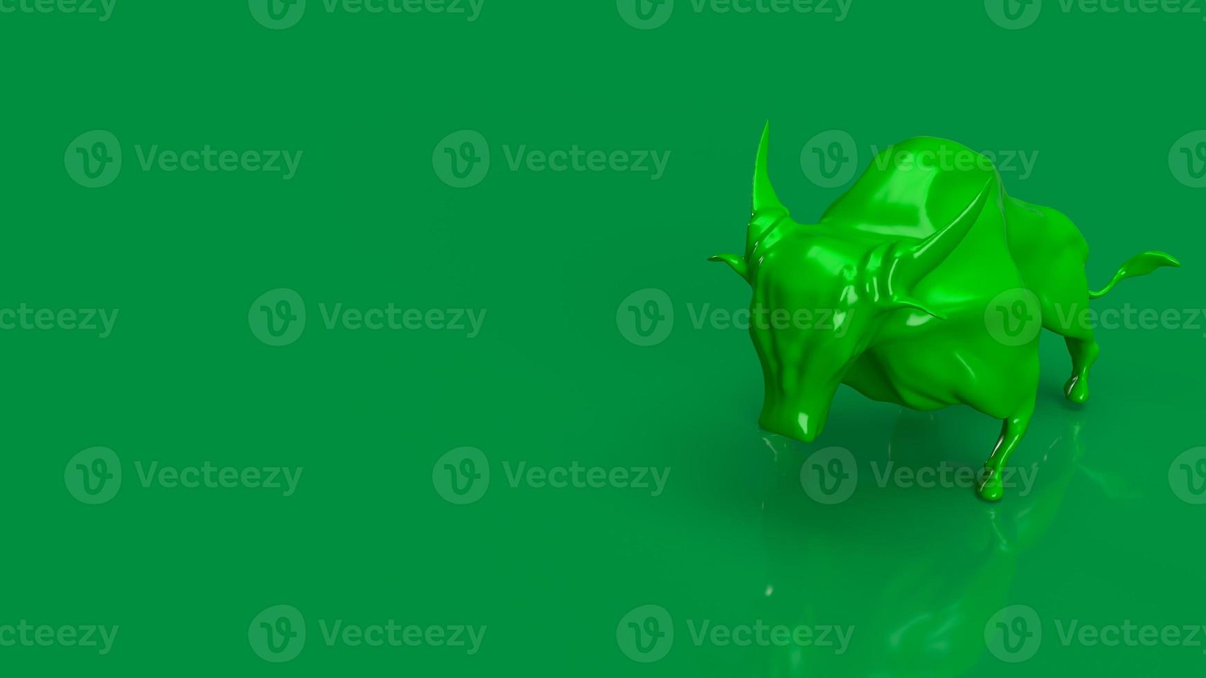 The green bull on green background  for business concept 3d rendering photo