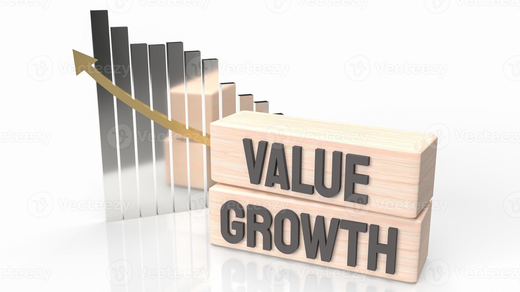 The word  value and growth on wood  for business concept 3d rendering photo