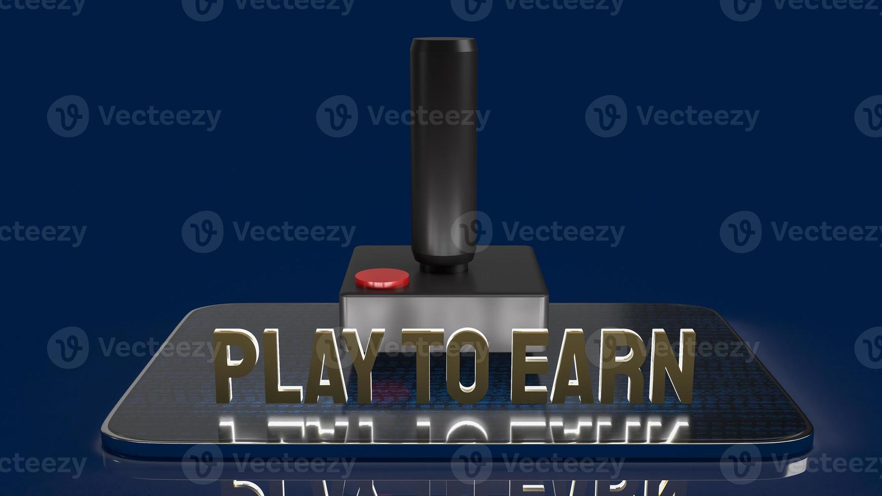 The joystick and play to earn text for game nft or technology  concept 3d rendering photo