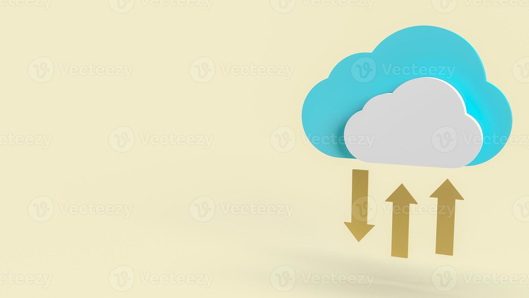 The cloud and gold arrows for communication technology content 3d rendering. photo