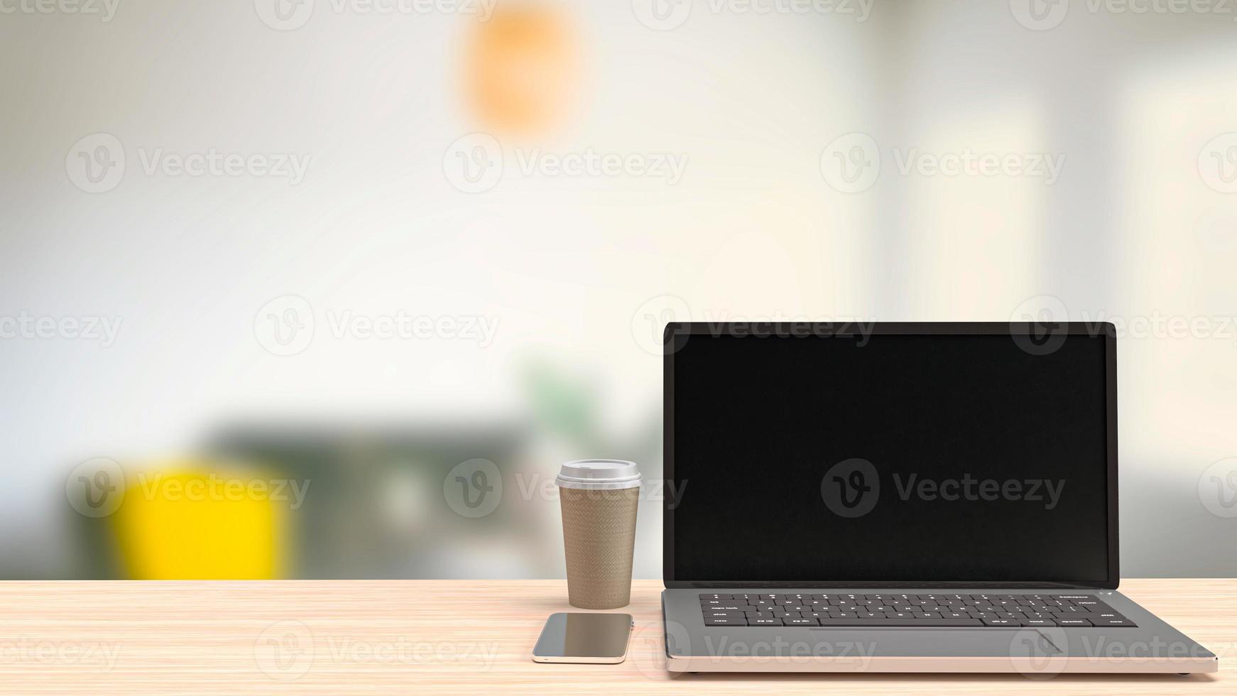 notebook on table in home office for business concept 3d rendering. photo