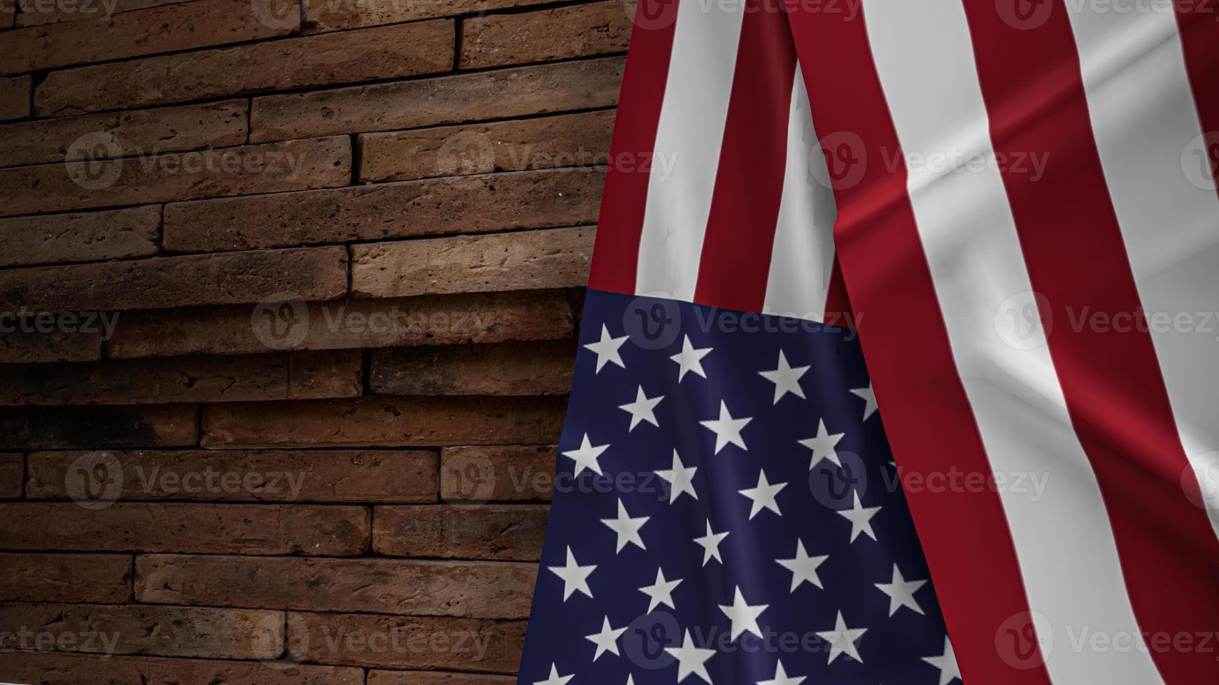 The united states of america  flag on brick wall for Independence Day concept 3d rendering photo