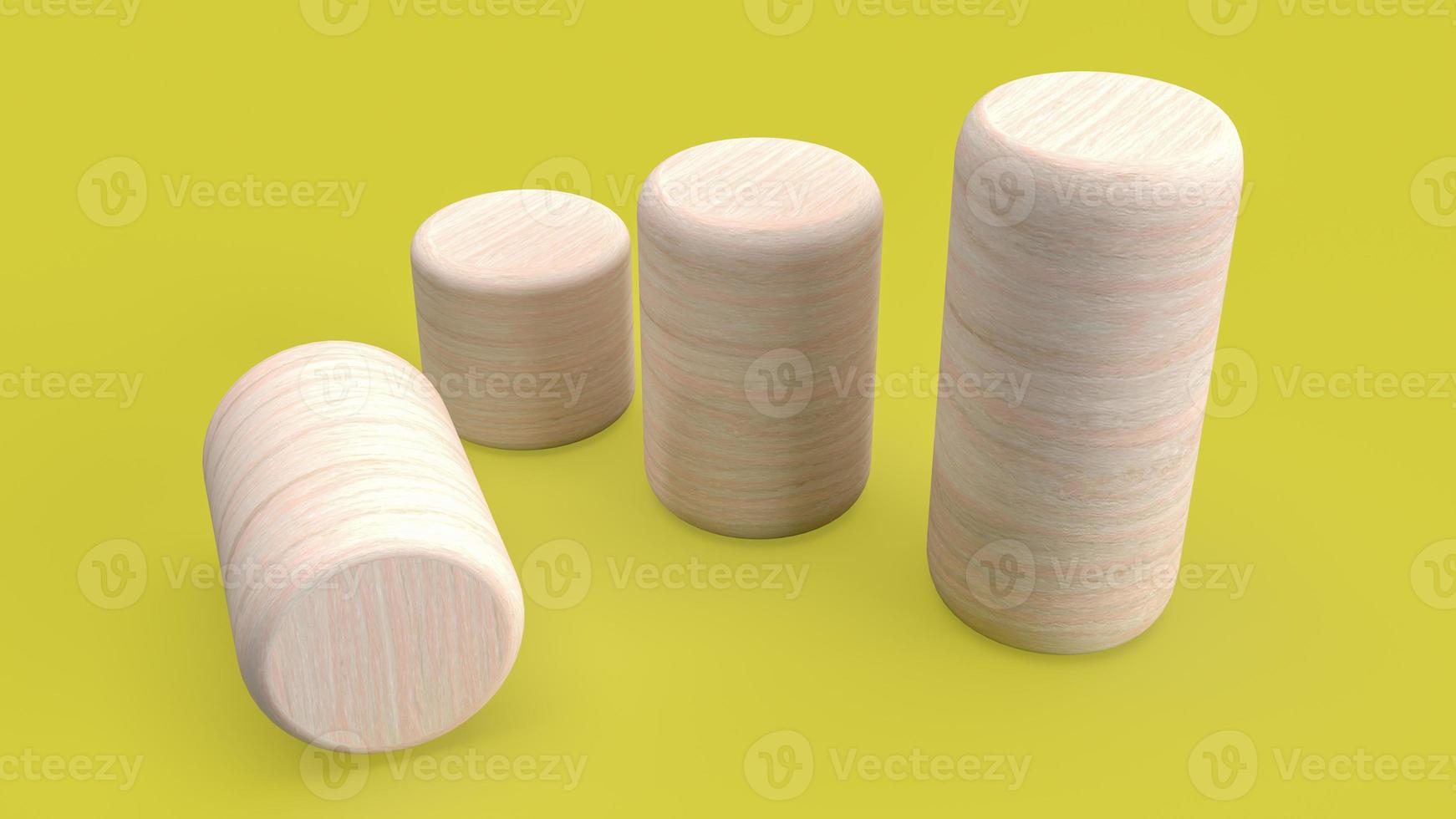 The wood column on yellow background for business chart concept 3d rendering photo