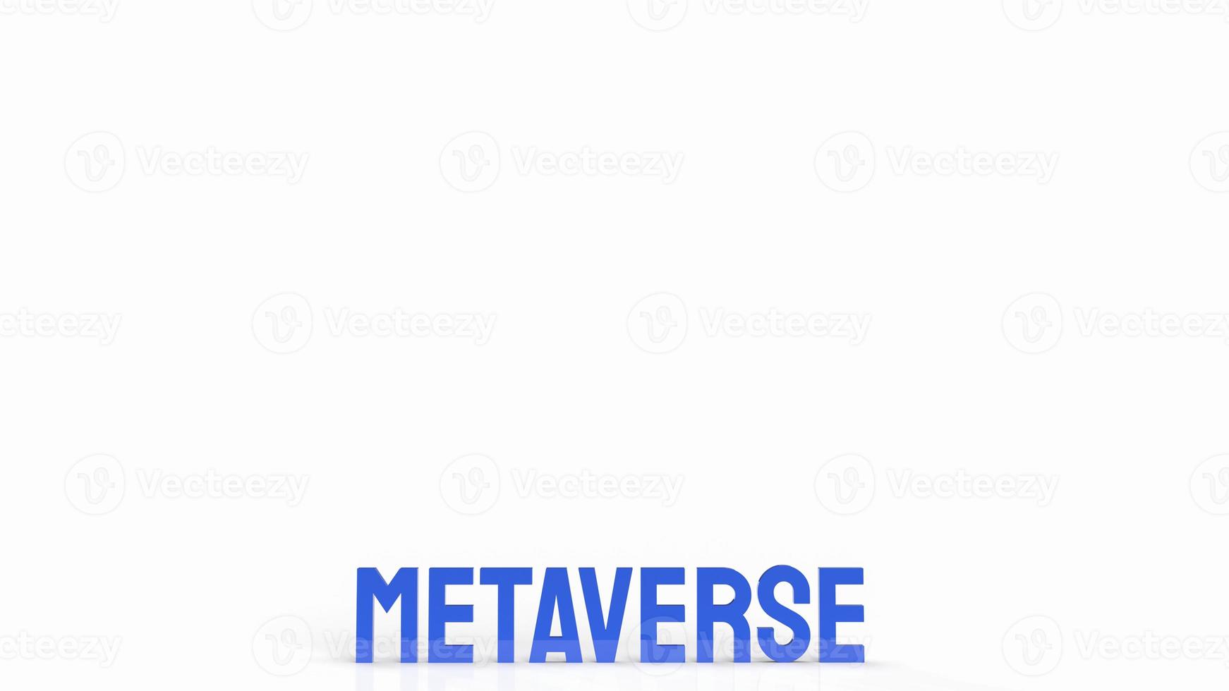 The blue metaverse text on white background for business or technology  concept 3d rendering. photo