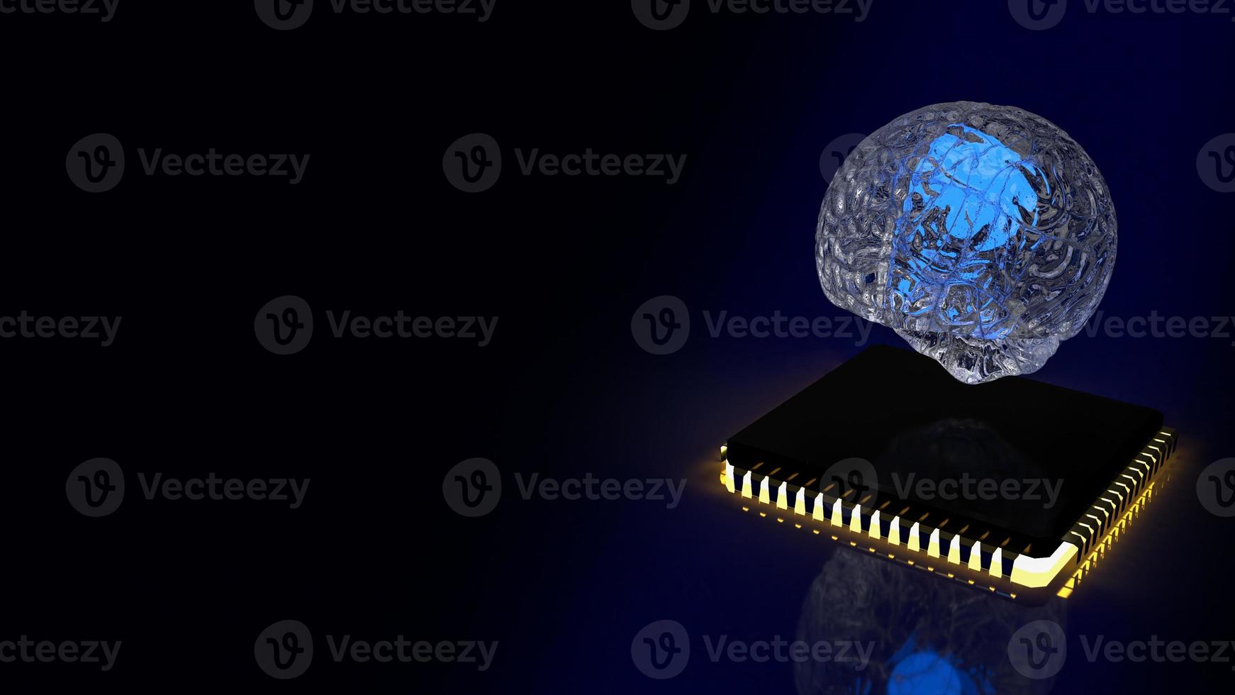 brain and ic for ai or technology concept  3d rendering photo
