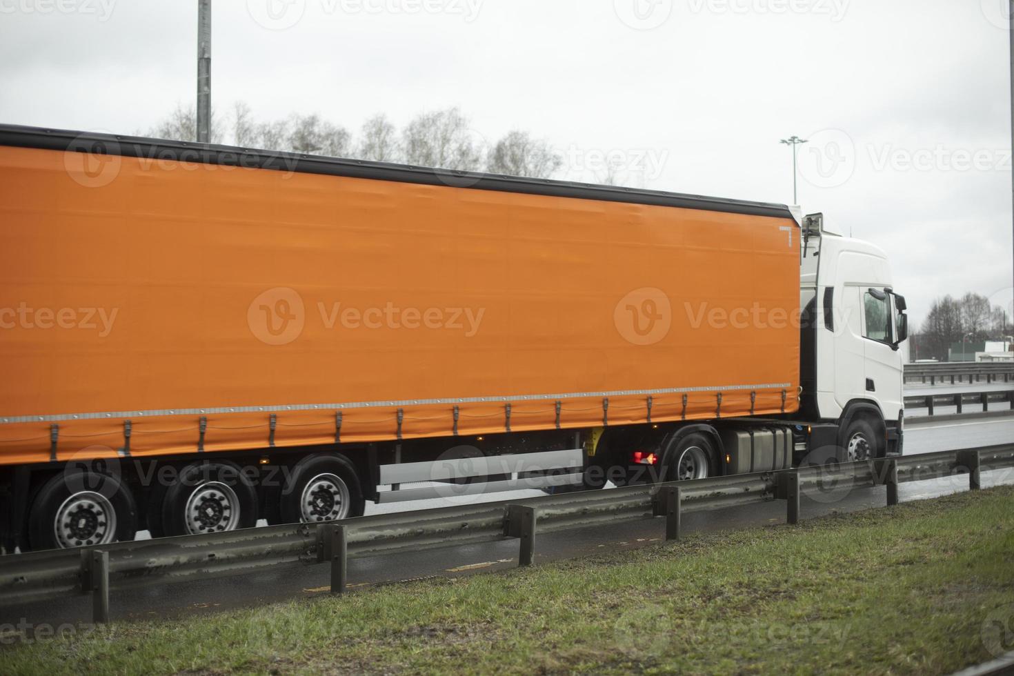Truck on road. Heavy transport. Freightage. photo