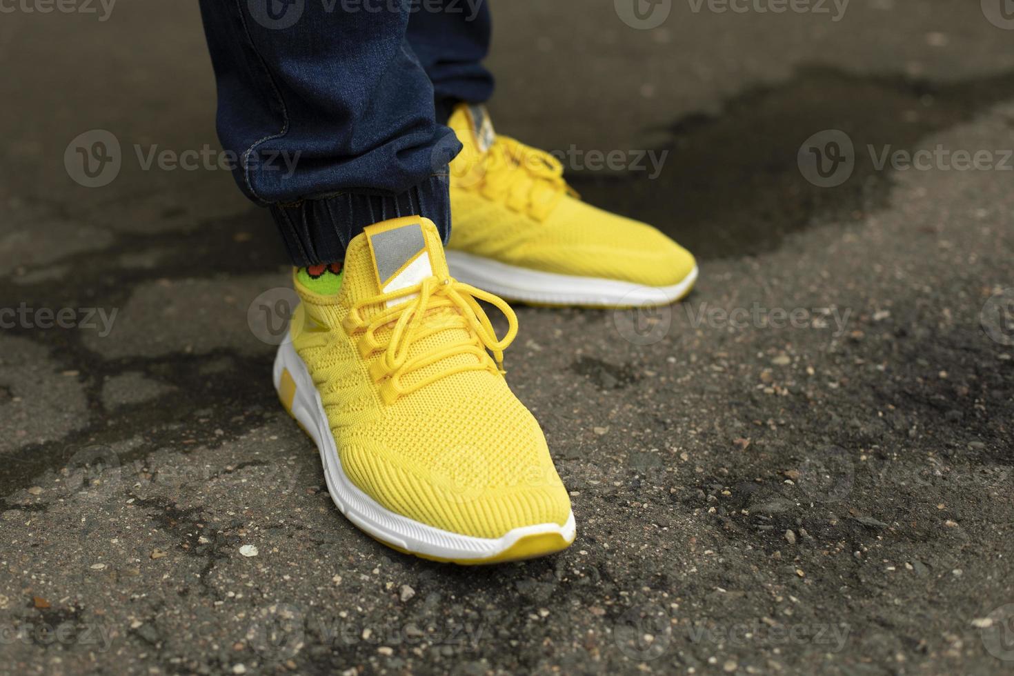 Bright shoes. Fashionable men's summer sneakers. photo