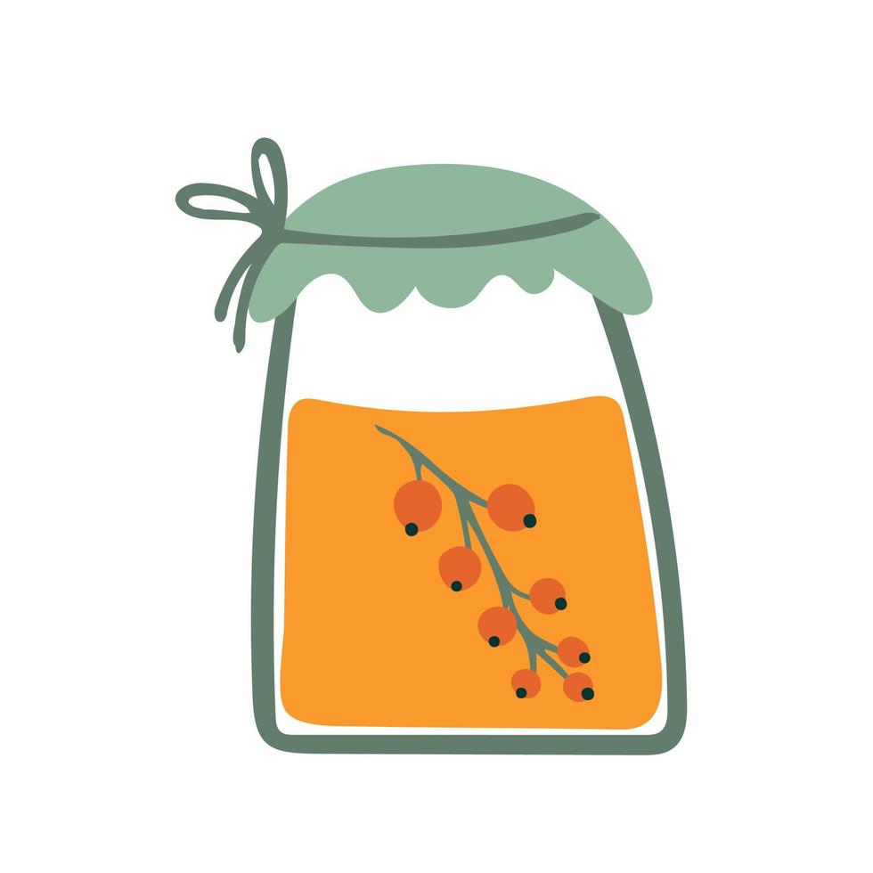 Currant jam.  Jar of marmalade. Ingredients for breakfast, dessert. Design for logo, cafe, menu. vector