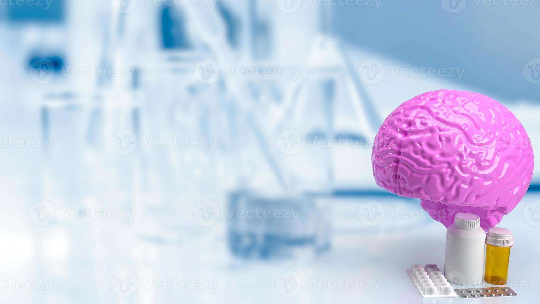 The brain and drug  for sci or medical concept 3d rendering photo