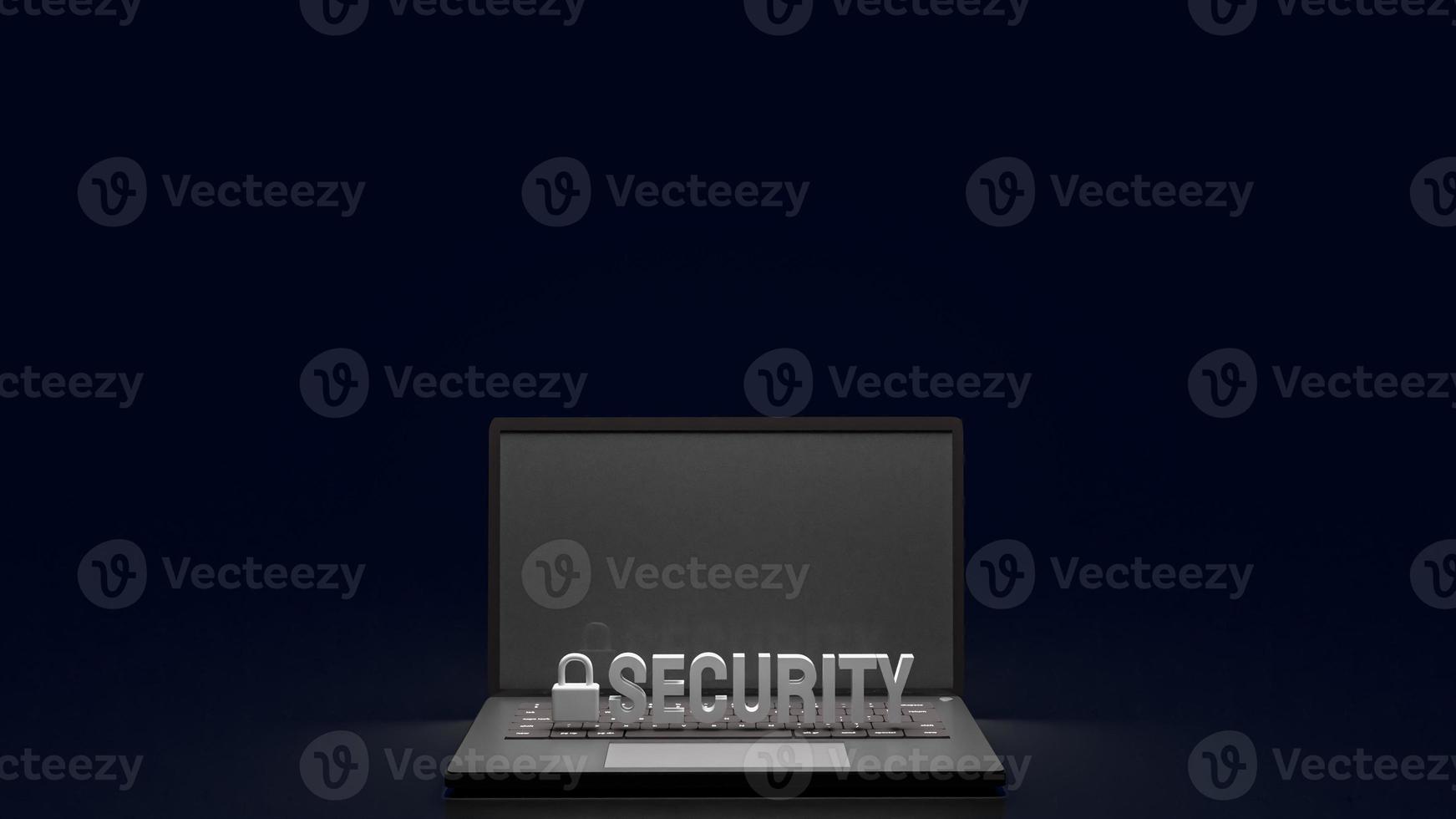 The notebook and security text for protection concept 3d rendering photo