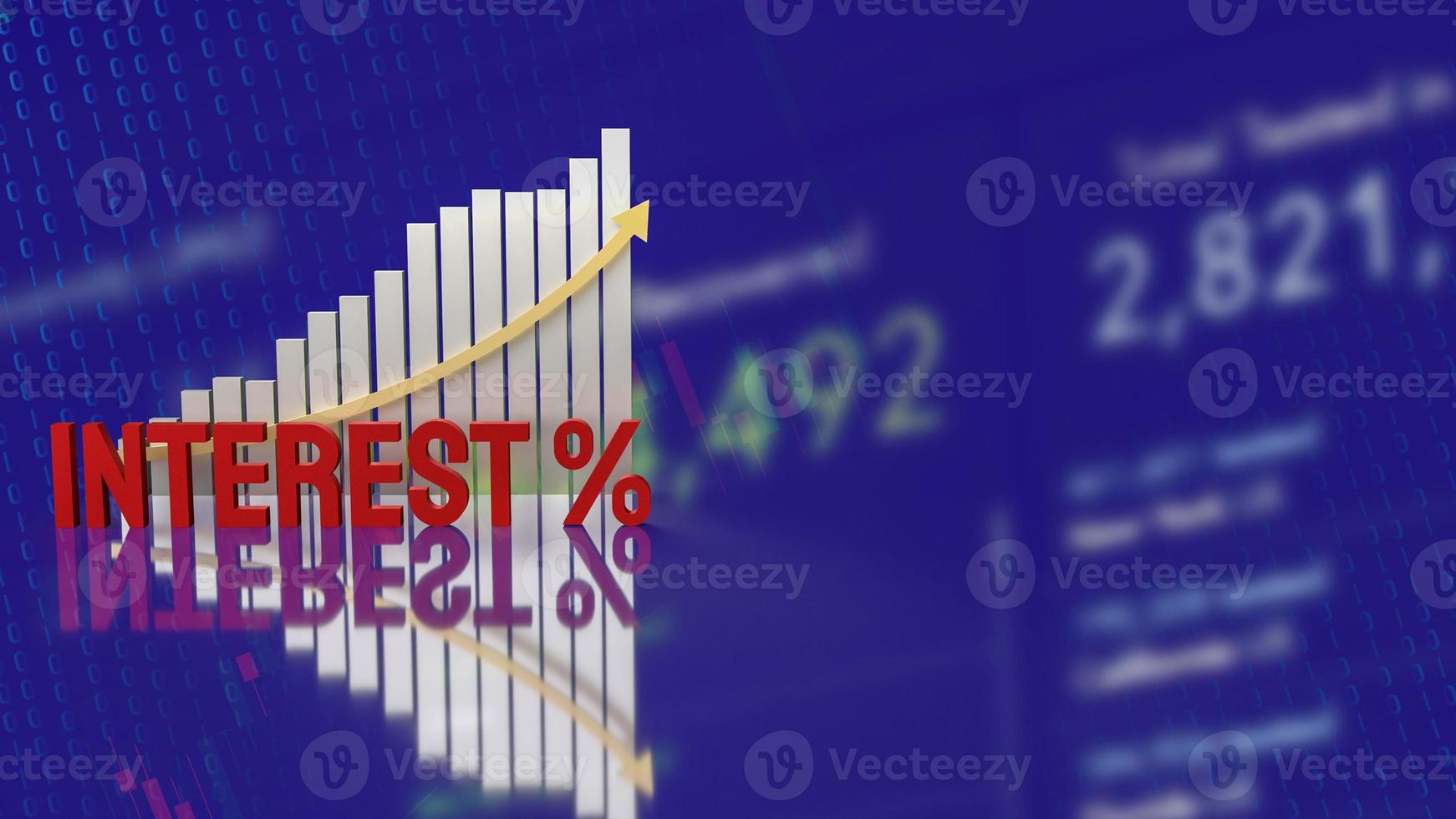 The red interest text and chart on business background 3d rendering photo