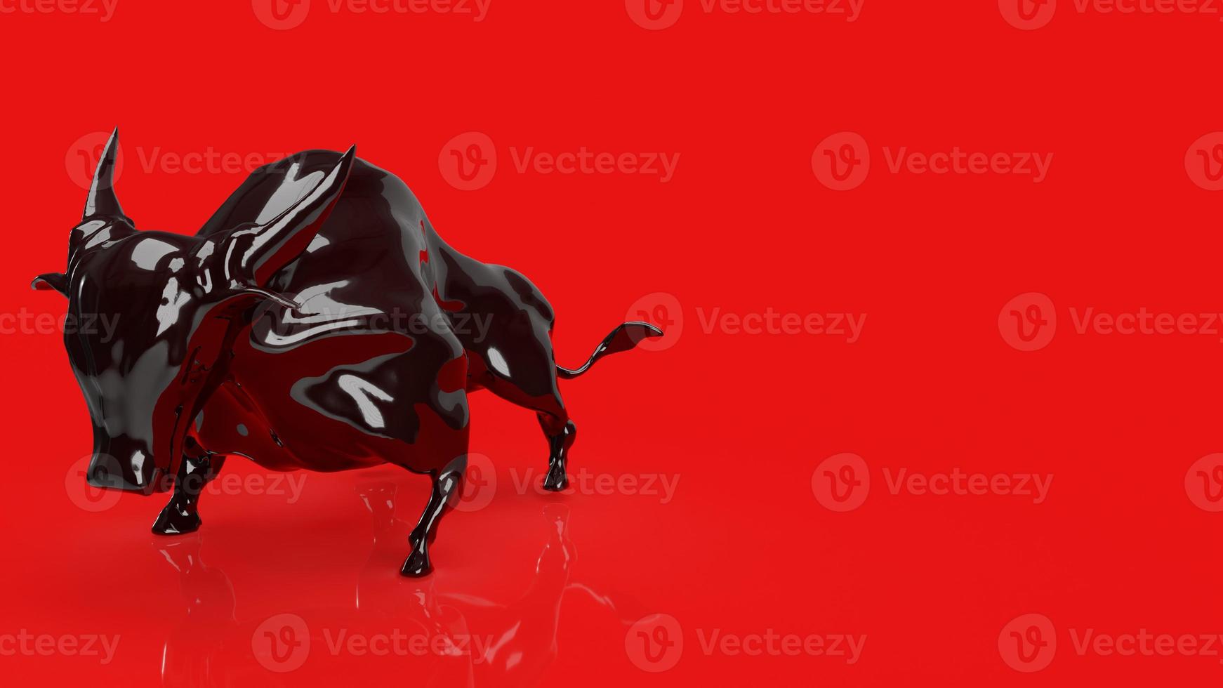 The black bull on red background for business concept 3d rendering photo