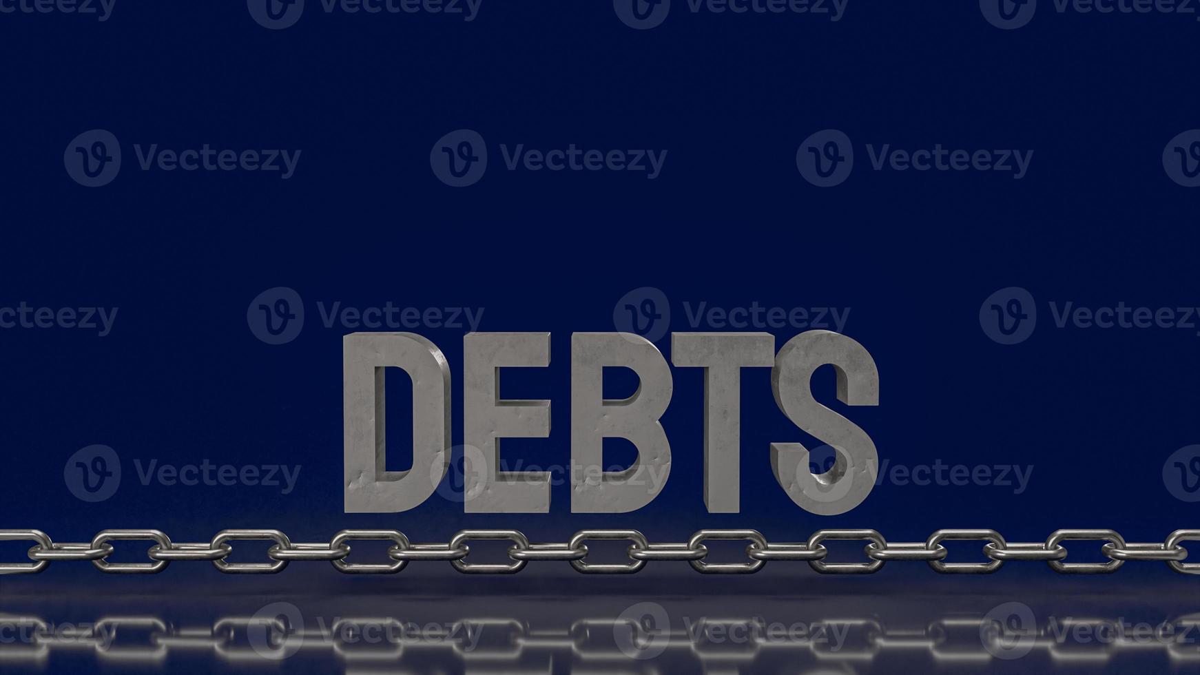 The debt text and chain for business concept 3d rendering photo