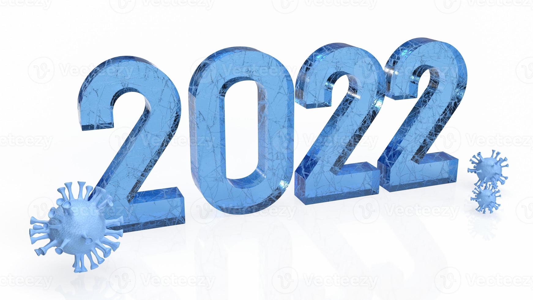 The number 2022 and virus on white background  for sci concept 3d rendering photo