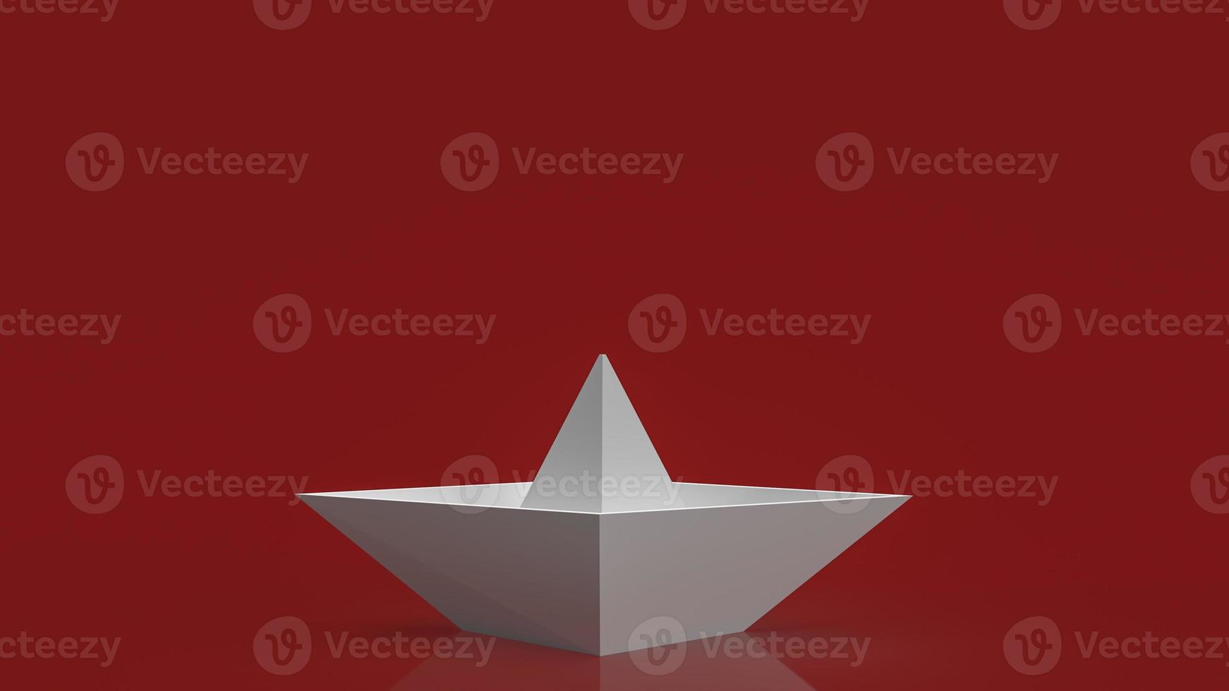 The white boat paper on red background for red ocean market content 3d rendering. photo