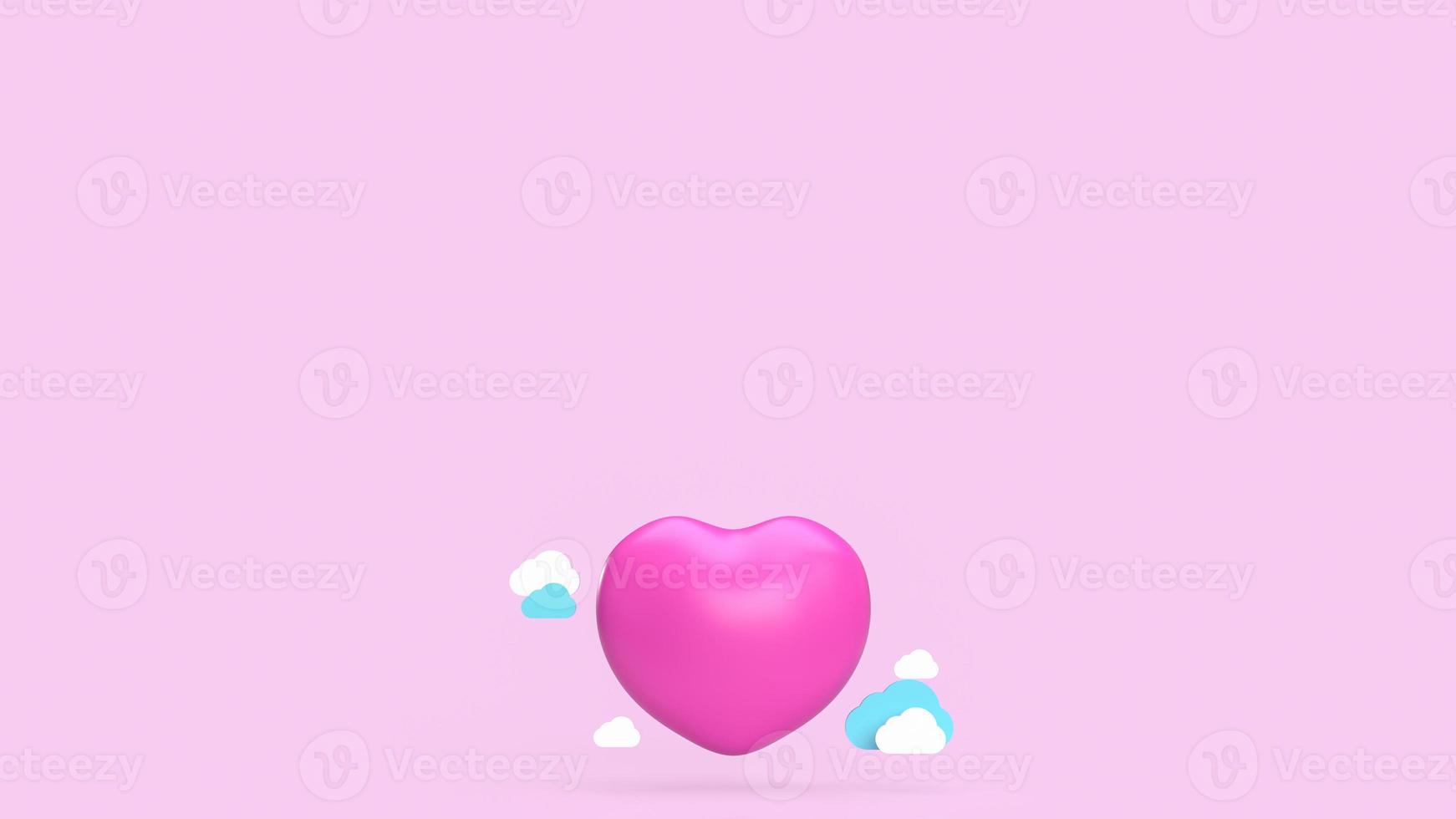 el corazón y la nube sobre fondo rosa para la representación 3d del contenido de San Valentín foto