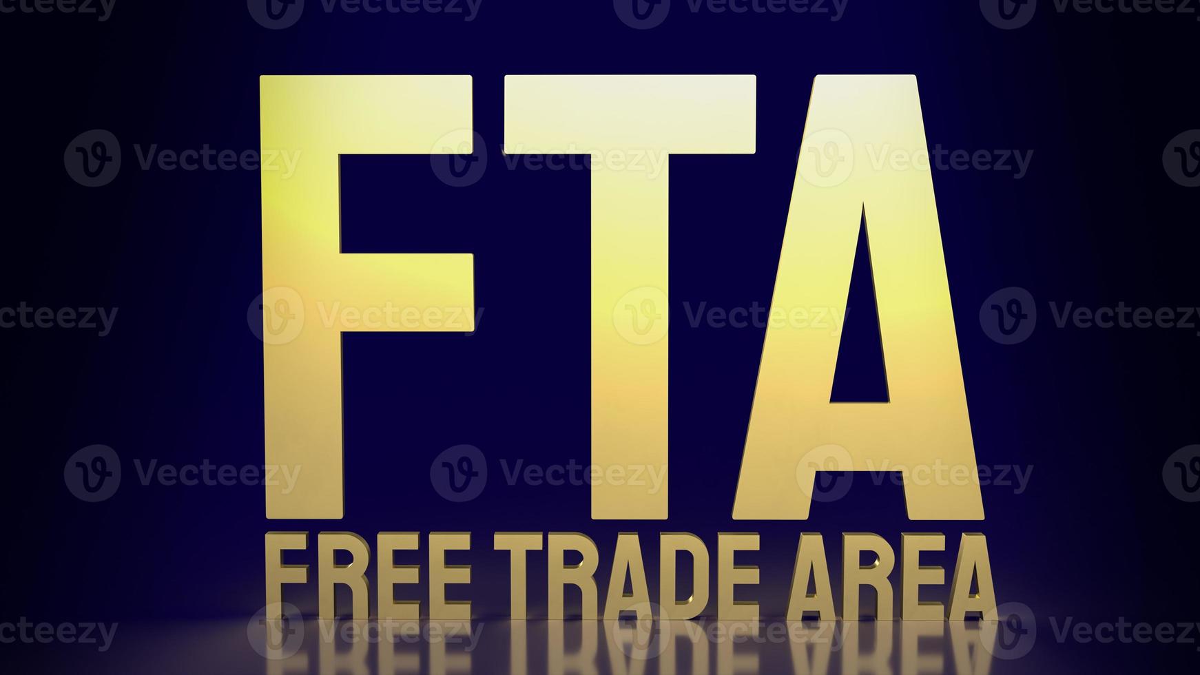 fta or free trade agreement gold text for business content 3d rendering photo