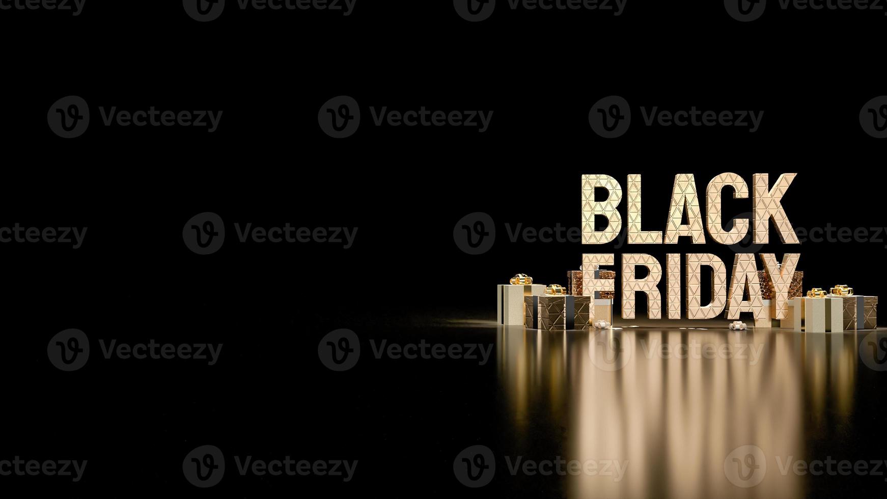 Black Friday gold text and gift boxes for offer or promotion shopping concept  3d rendering photo