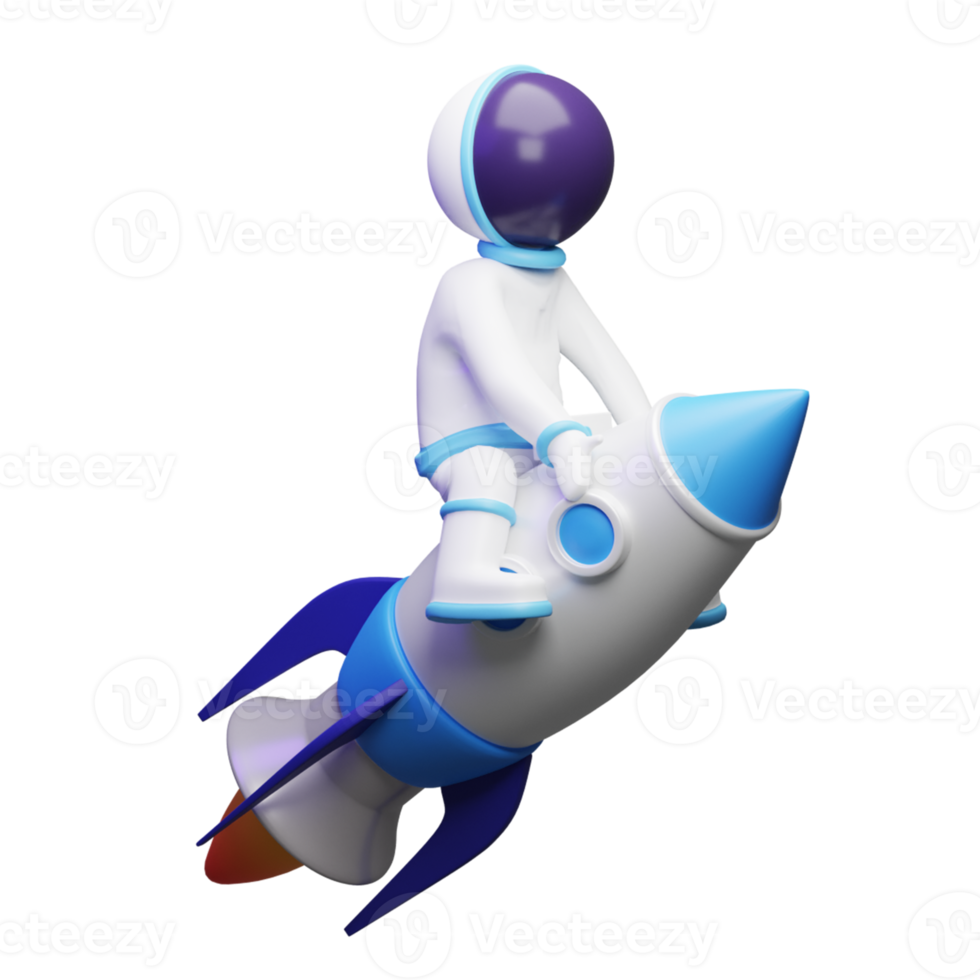 Cute Astronaut on Rocket png