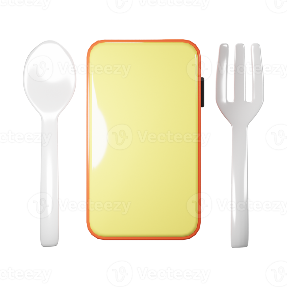 3D-pictogram eten bezorgen met lepel en vork png