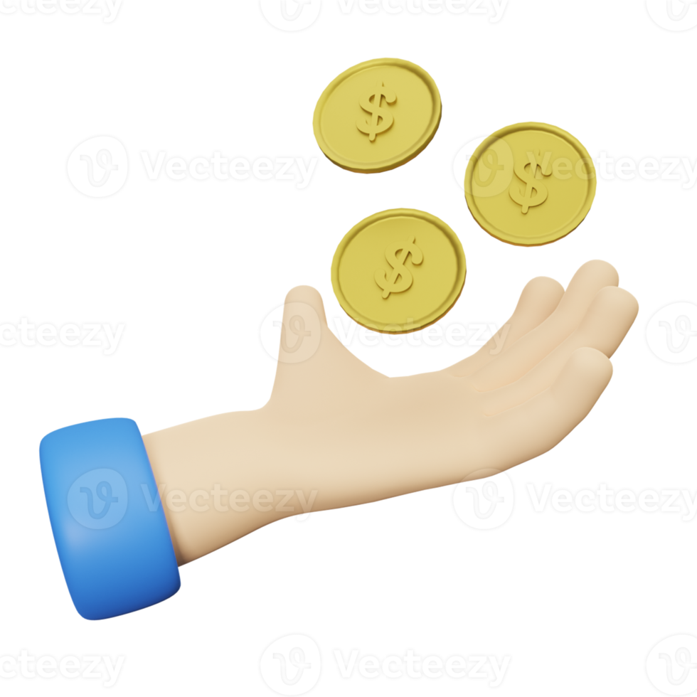 3D Money Icon Hand Coin png