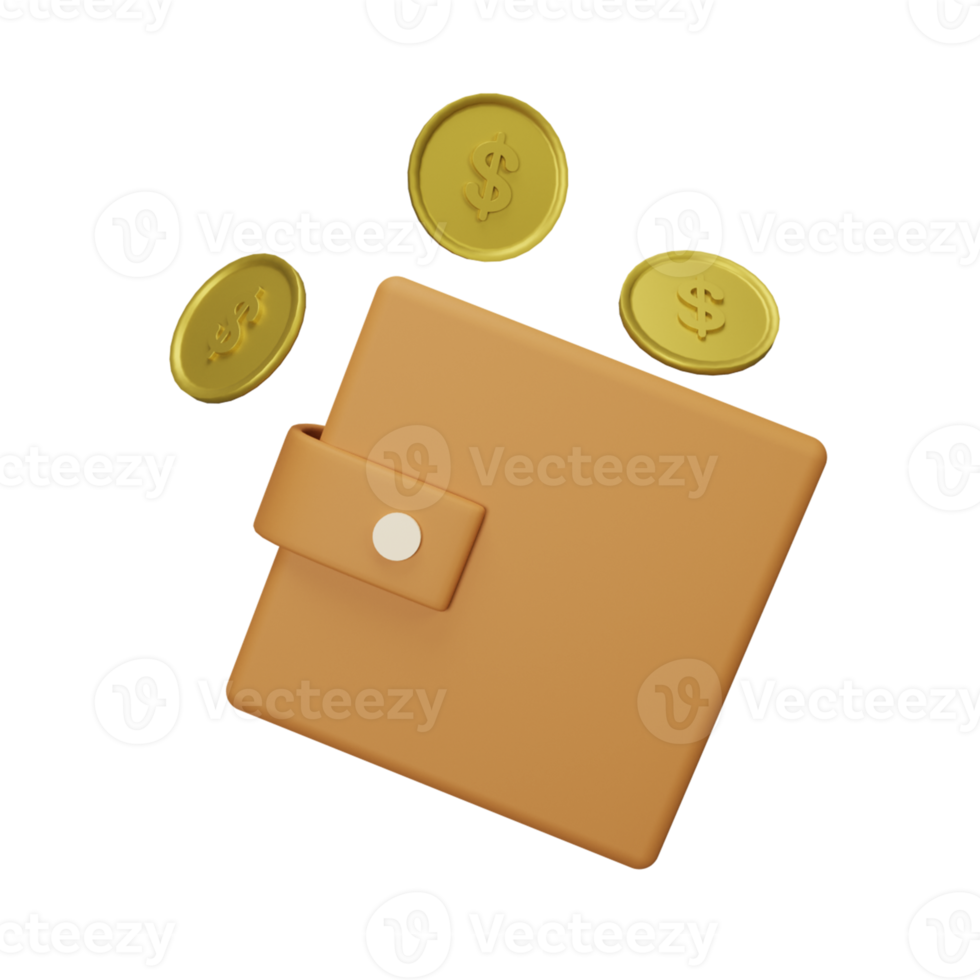 3d geld pictogram munt portemonnee png