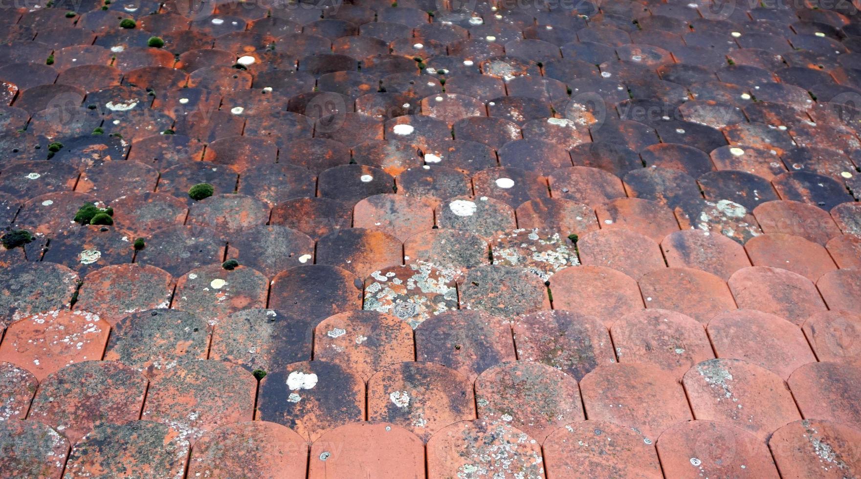 Orange Red old ceramic tile roof top shingles middle ages texture background in Rothenburg ob der Tauber, Germany, Europe photo