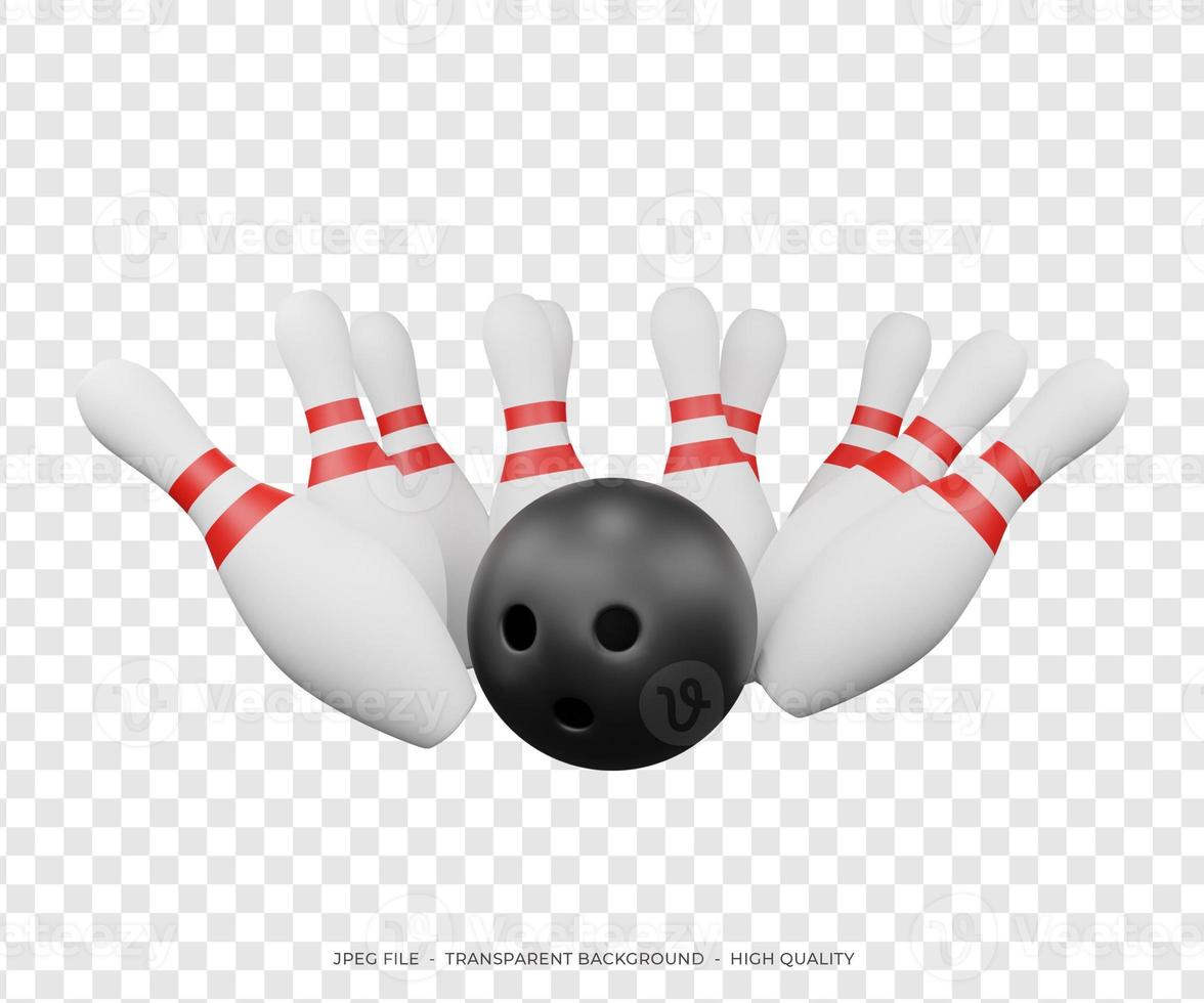 3D RENDERING THROWING BALL BOWLING WITH PIN photo