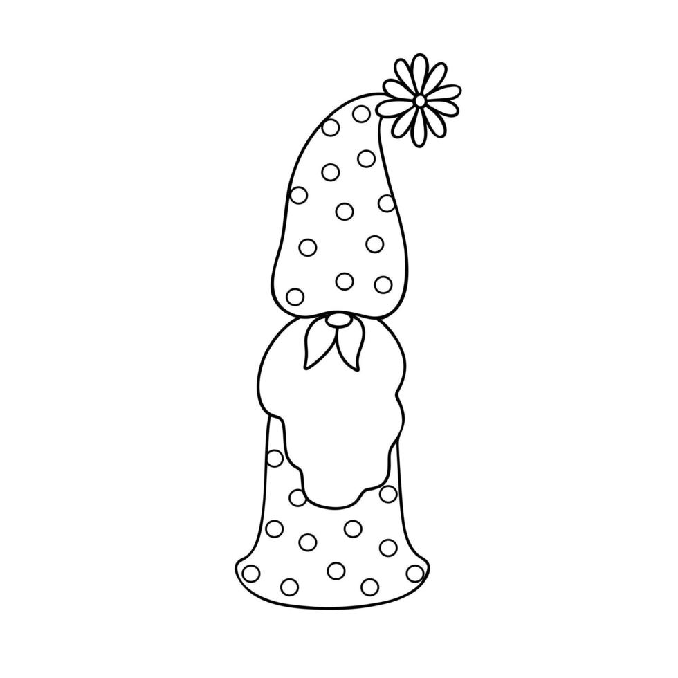 Cute outline gnome little fancy creature for St Valentine simple cartoon vector illustration, flat design for love, emotions holiday greeting cards, invitations, banners, romantic fairy tale creature