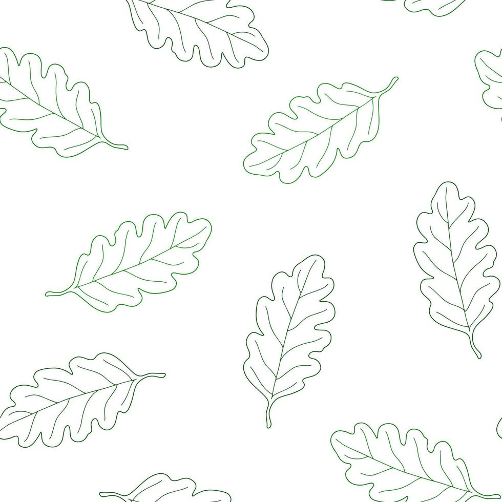 Autumn leaves seamless pattern outline seasonal images simple fall repeat ornament in hand drawn doodle style for gift paper, textile vector