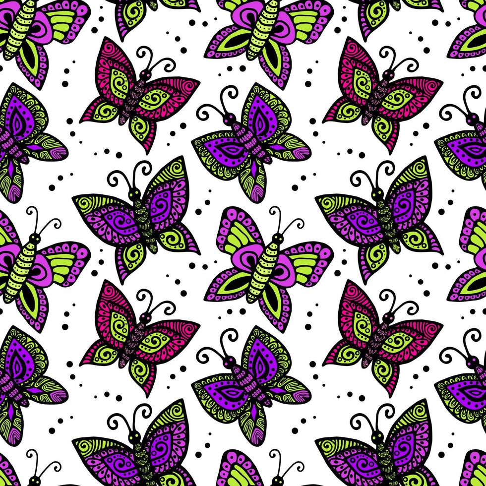 Seamless pattern of beautiful butterflies, abstract repeating pattern.Ideal for holiday invitations, drawing, children's creativity, paper, fabric, textiles, gift wrapping, advertising, postcards. vector