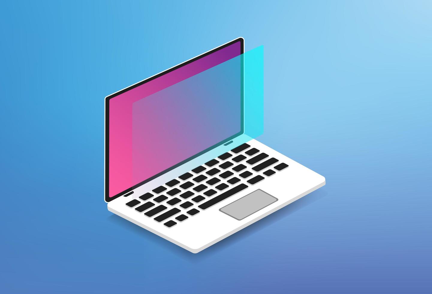 Isometric Holographic 3D Laptop Illustration Computer Desktop Minimal Office Business Analysis Icon Technology Background photo