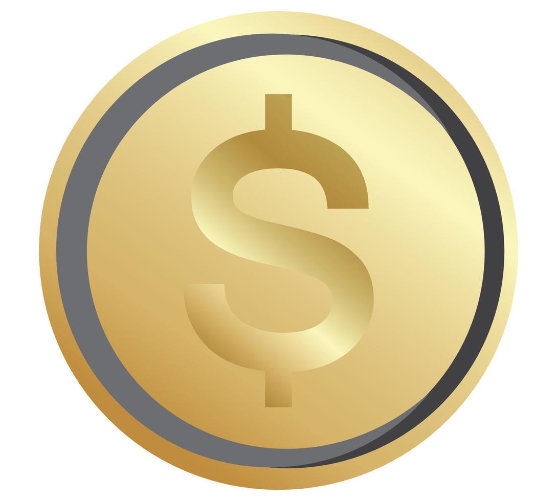 icono de moneda de oro. diseño de dinero símbolo plano del dólar de oro. ilustración vectorial vector