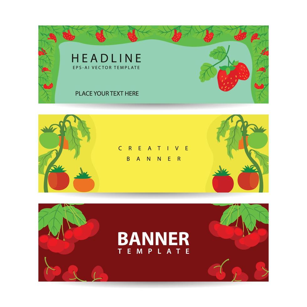Promotional banners for farmers market. Vector set.. Banners set vector illustration