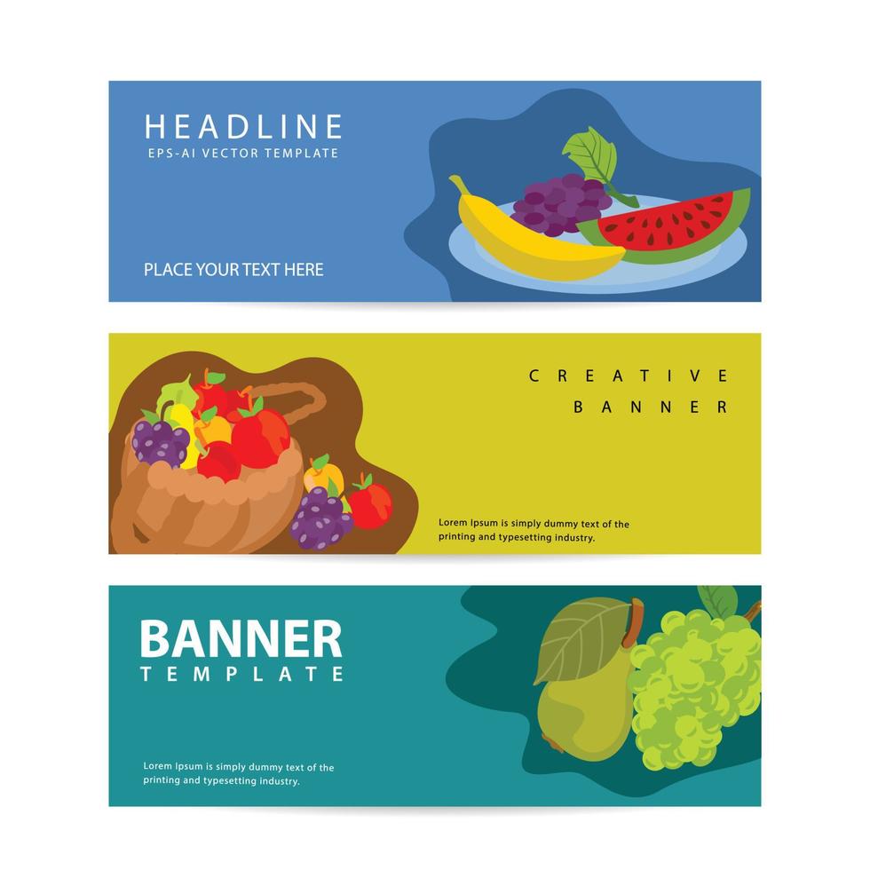 Promotional banners for farmers market. Banners set vector illustration