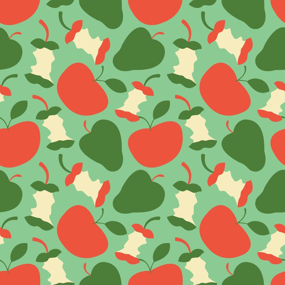 Vector summer pattern with apples, flowers and leaves. Seamless pattern texture design.