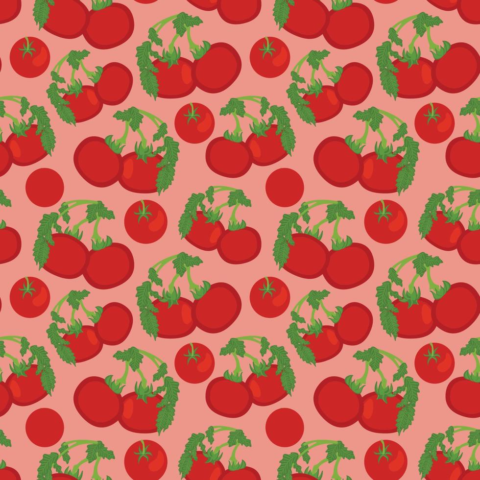 Seamless pattern with tomatoes, slices, halves and cherry tomatoes. Natural background for textiles vector