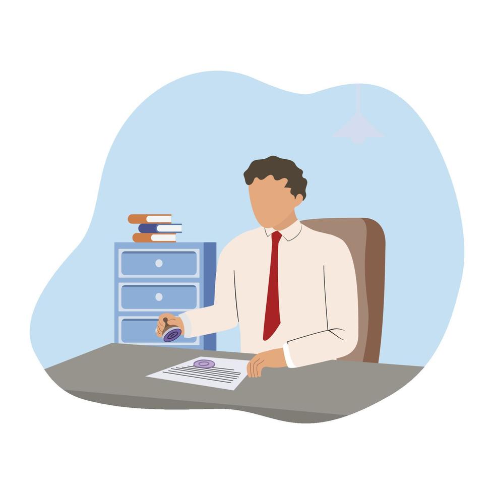 empresario, gerente, consultor en el trabajo. oferta para firmar un contrato. ilustración vectorial de diseño plano. vector