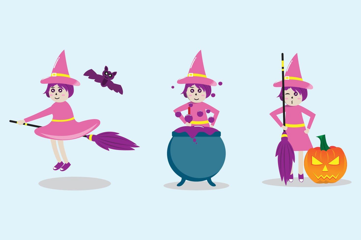 halloween celebration with beautiful witch vector