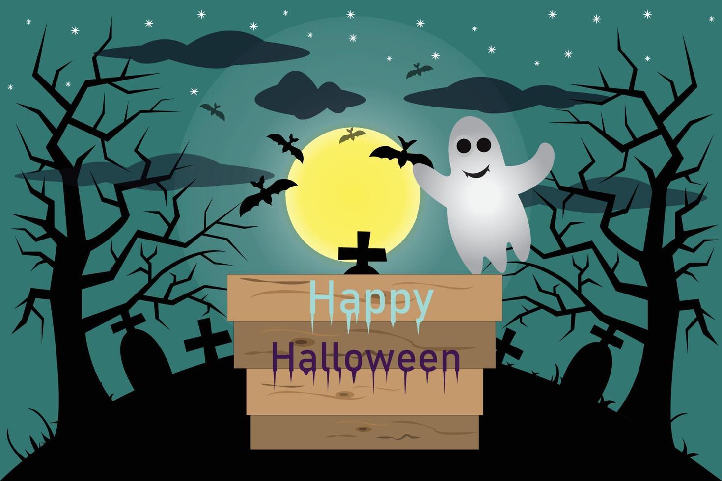 celebrate halloween with full moon and dry tree vector