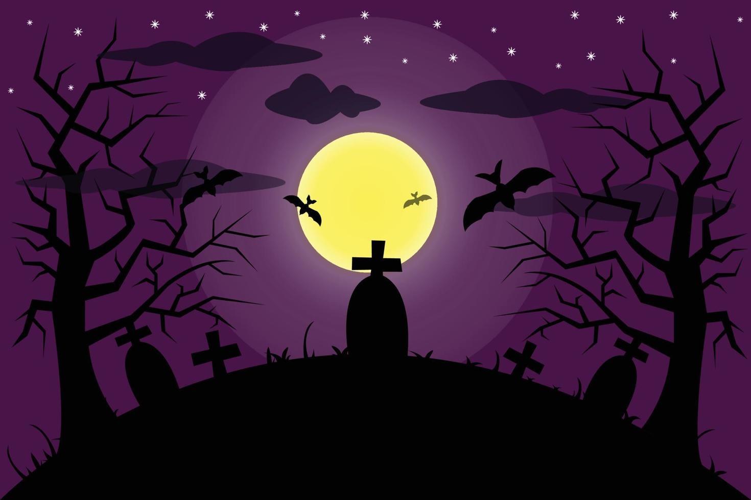 halloween celebration with full moon and grave vector