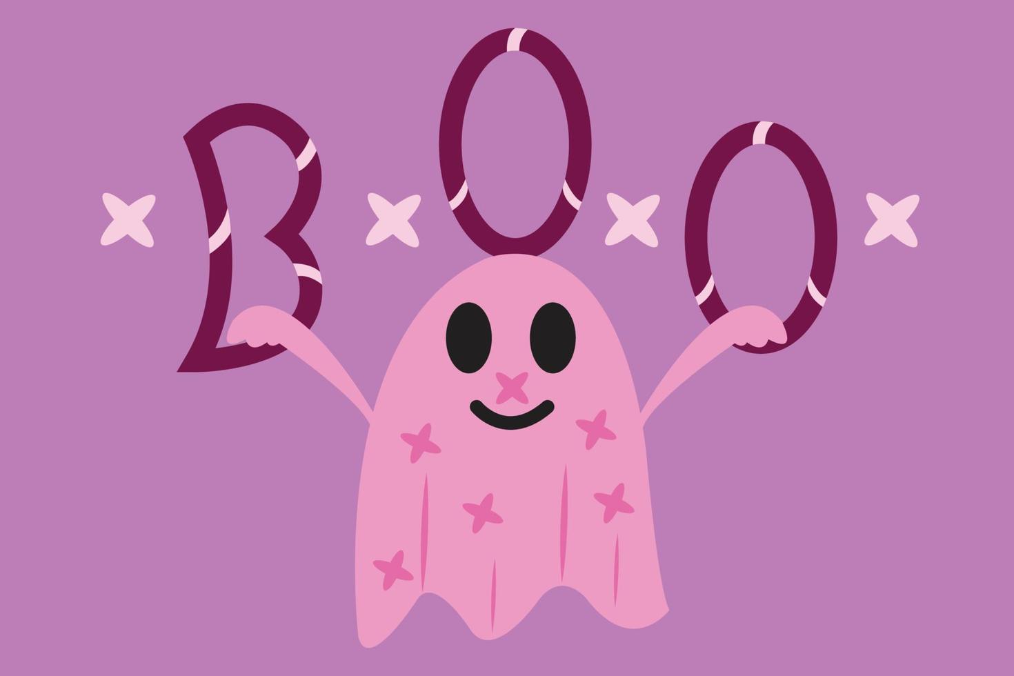 celebra halloween con boo fantasma rosa vector