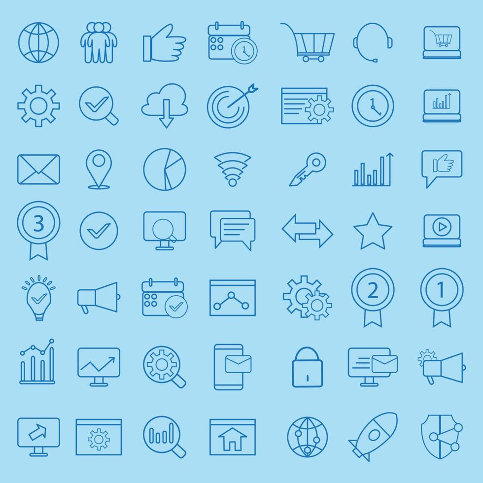 seo icon set with blue line vector